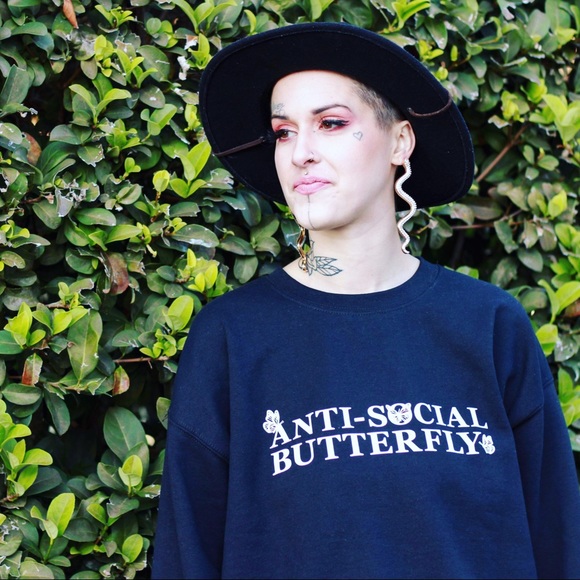 Antisocial butterfly sweatshirt introvert crewneck - Picture 3 of 5